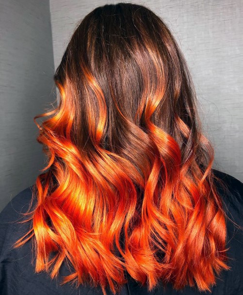 Girls Glamorous Orange Ombre Hairstyles Inspiration