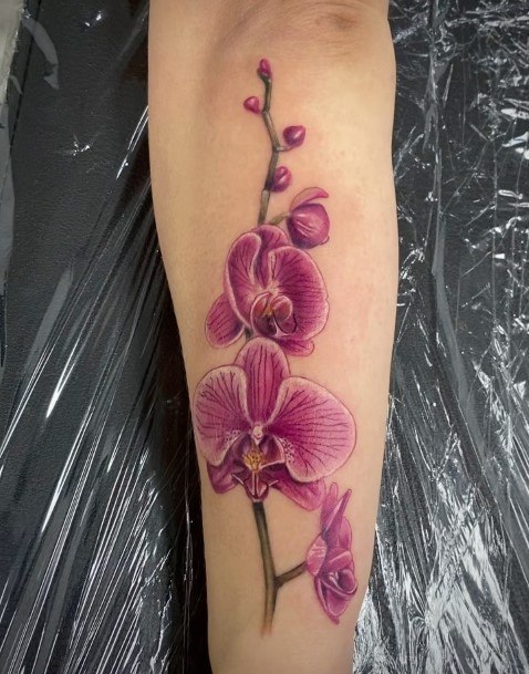 Girls Glamorous Orchid Tattoo Inspiration