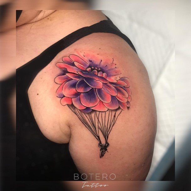 Girls Glamorous Parachute Skydiving Tattoo Inspiration