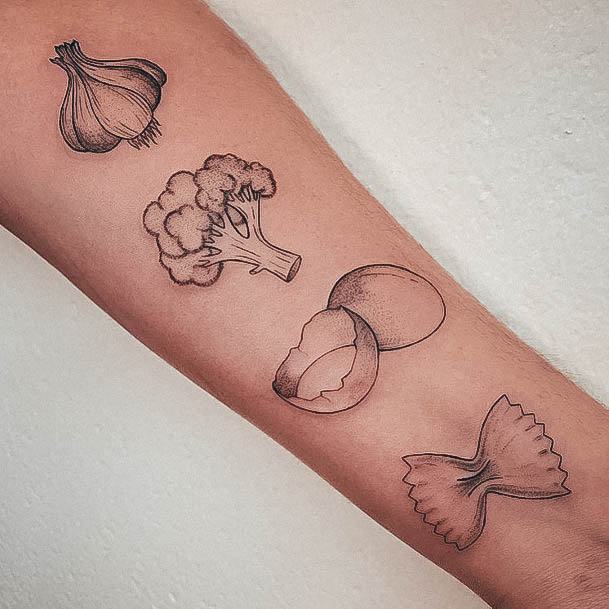 Girls Glamorous Pasta Tattoo Inspiration