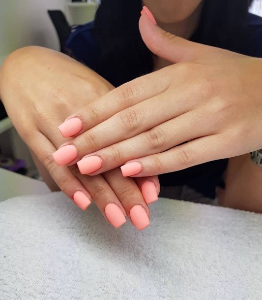 Girls Glamorous Peach Matte Nail Inspiration