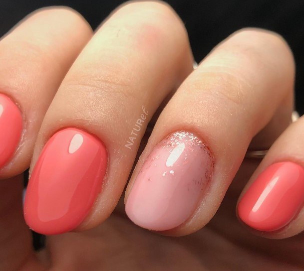 Girls Glamorous Peach With Glitter Nail Inspiration