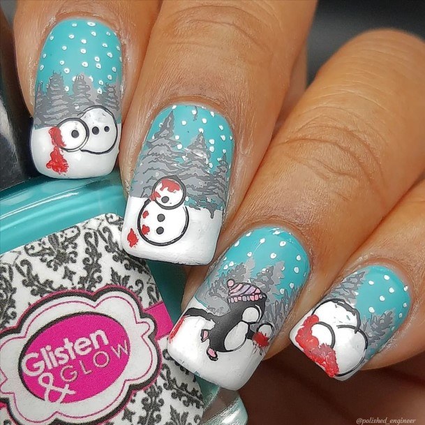 Girls Glamorous Penguin Nail Inspiration