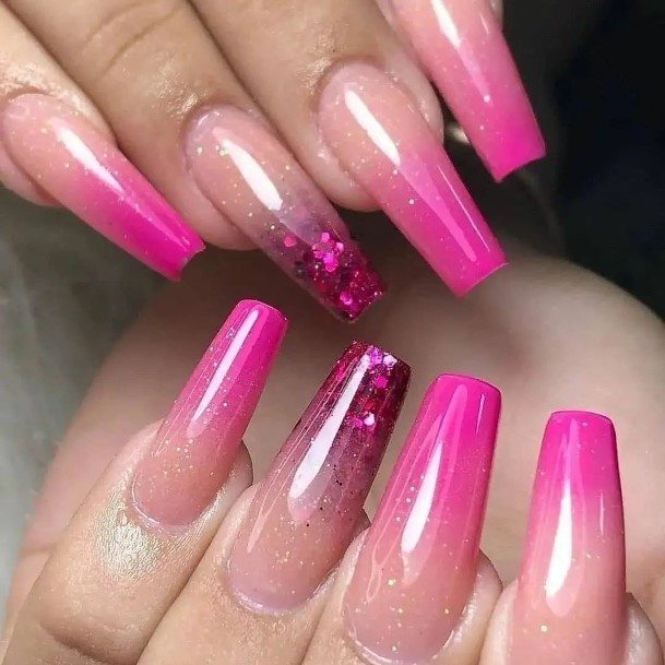 Girls Glamorous Pink Ombre Nail Inspiration