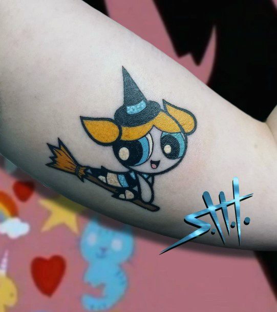 Girls Glamorous Powerpuff Girls Bubbles Tattoo Inspiration