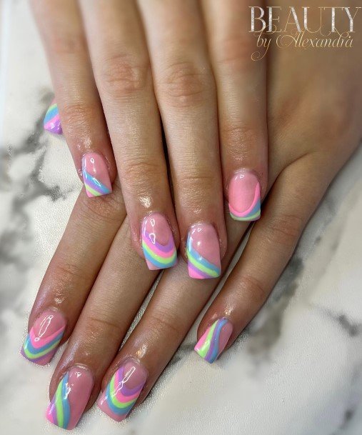 Girls Glamorous Rainbow Nail Inspiration