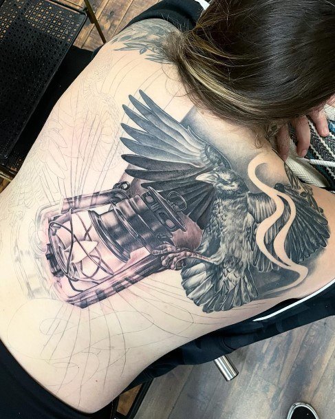 Girls Glamorous Raven Tattoo Inspiration