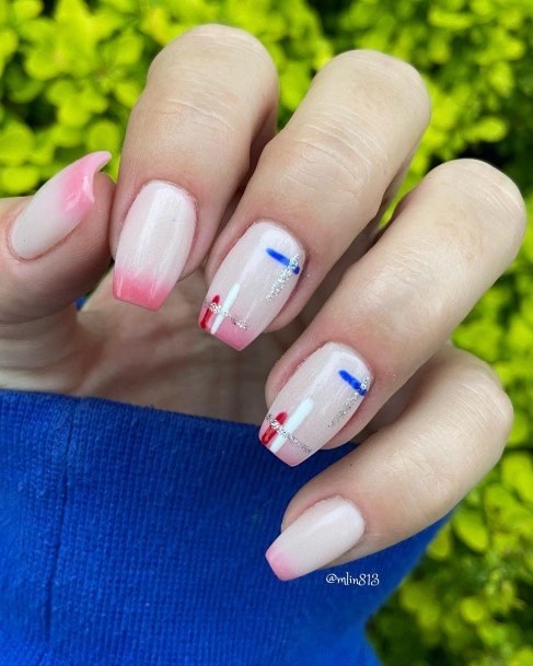 Girls Glamorous Red And Blue Nail Inspiration