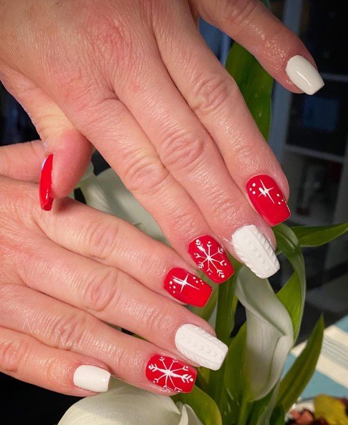 Girls Glamorous Red And White Nail Inspiration