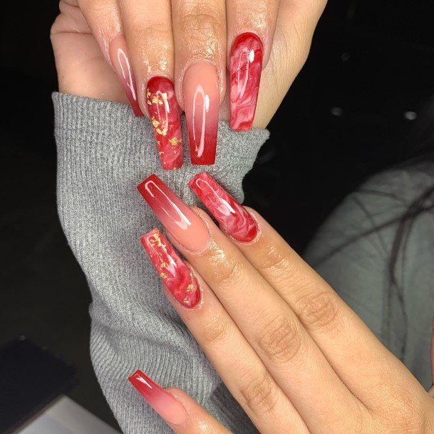 Girls Glamorous Red Ombre Nail Inspiration