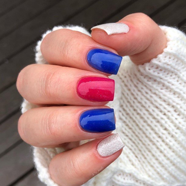 Girls Glamorous Red White And Blue Nail Inspiration
