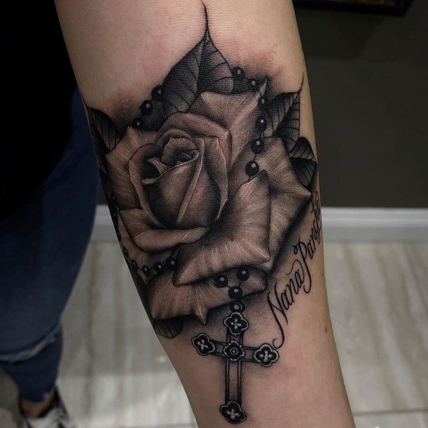 Girls Glamorous Rosary Tattoo Inspiration