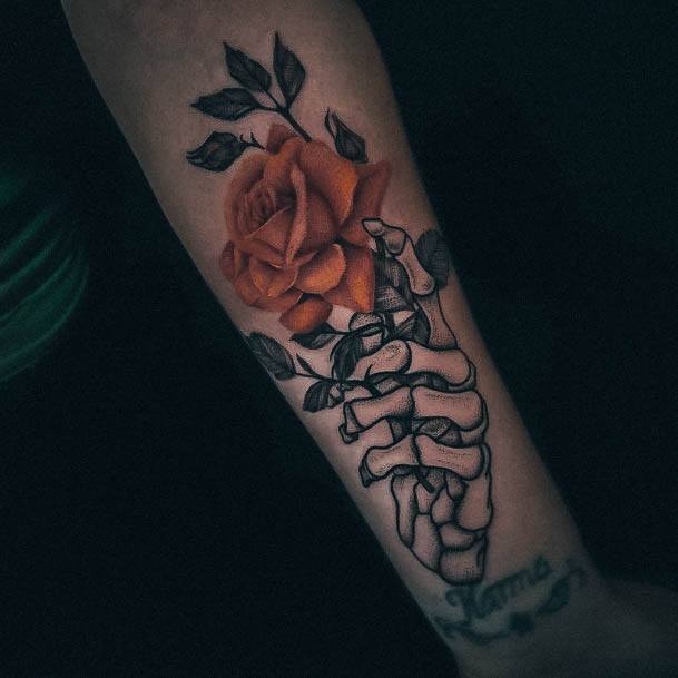 Girls Glamorous Rose Forearm Tattoo Inspiration