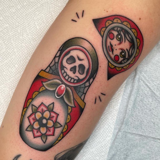 Girls Glamorous Russian Nesting Doll Matryoshka Tattoo Inspiration