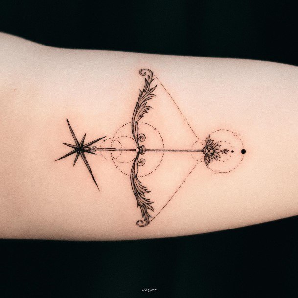 Girls Glamorous Sagittarius Tattoo Inspiration Bicep Arrows