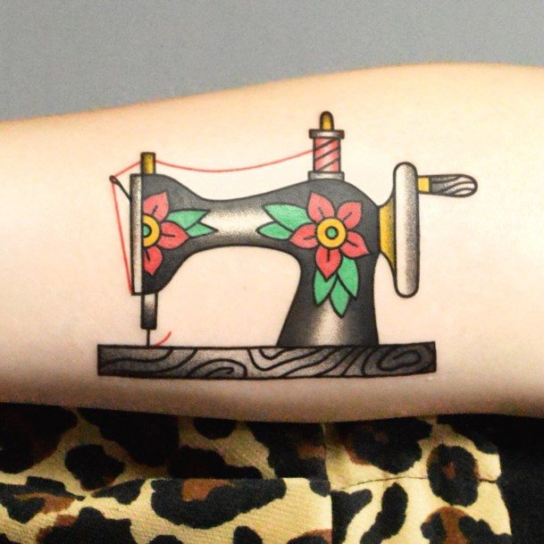 Girls Glamorous Sewing Machine Tattoo Inspiration