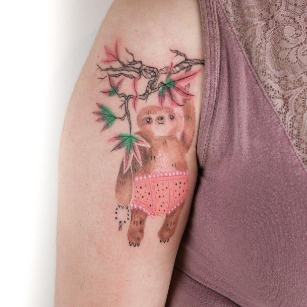 Girls Glamorous Sloth Tattoo Inspiration