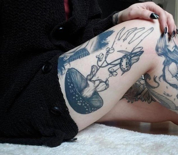 Girls Glamorous Small Mushroom Tattoo Inspiration