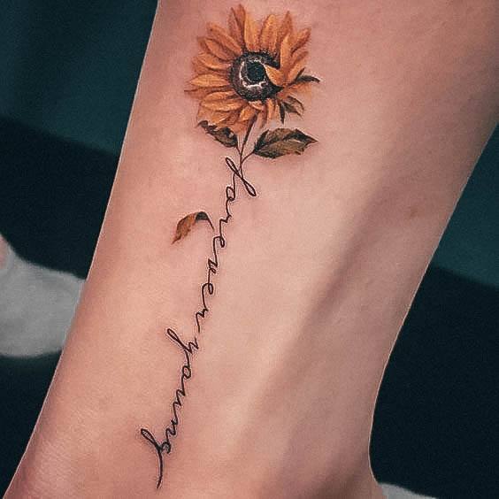 Girls Glamorous Small Sunflower Tattoo Inspiration