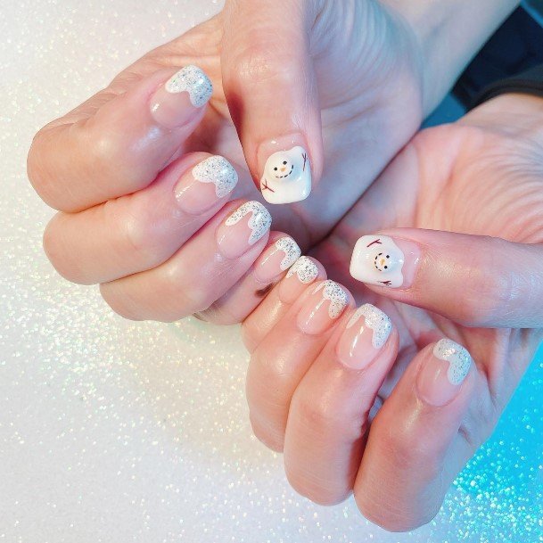 Girls Glamorous Snowman Nail Inspiration