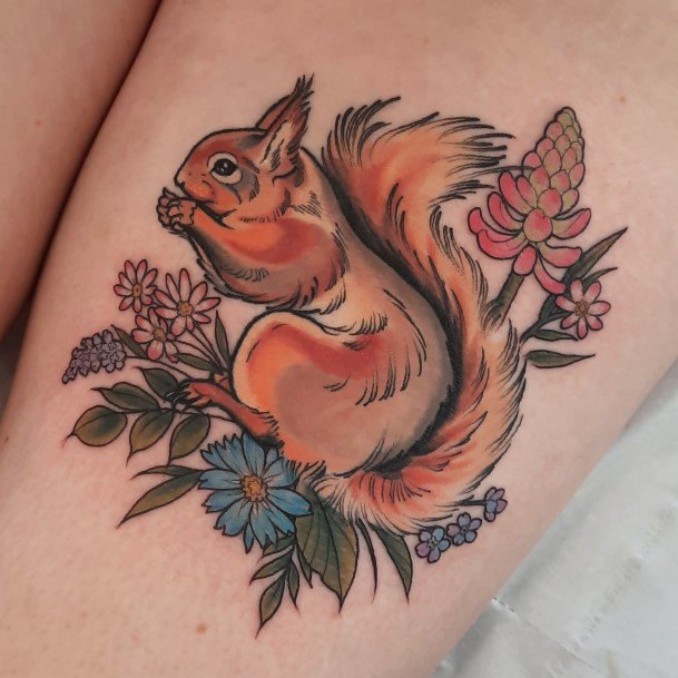 Girls Glamorous Squirrel Tattoo Inspiration