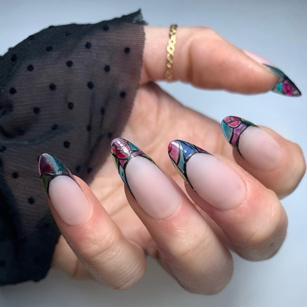 Girls Glamorous Stained Glass Nail Inspiration