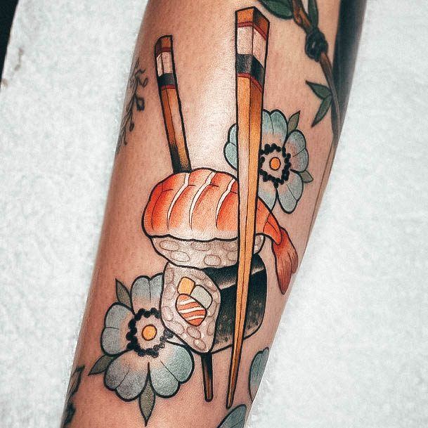 Girls Glamorous Sushi Tattoo Inspiration