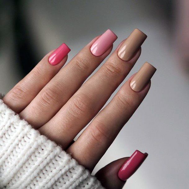 Girls Glamorous Tan Beige Dress Nail Inspiration