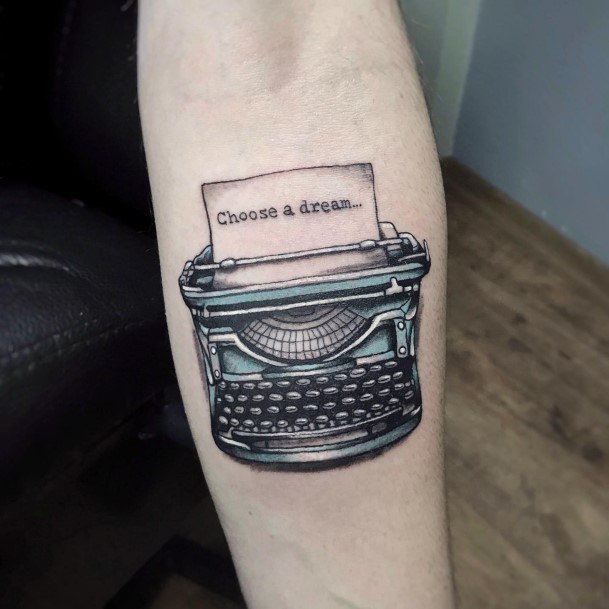 Girls Glamorous Typewriter Tattoo Inspiration