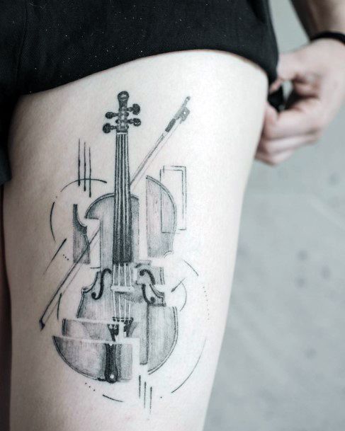 Girls Glamorous Violin Tattoo Inspiration