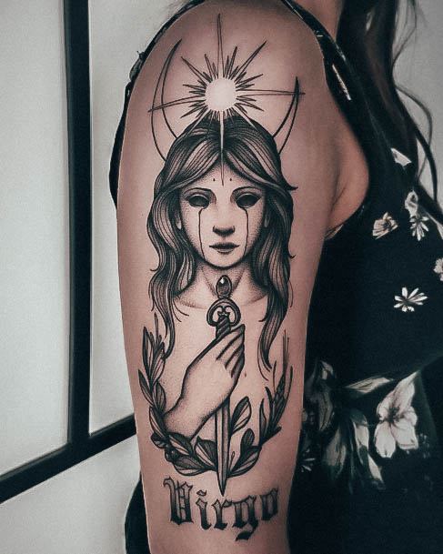 Girls Glamorous Virgo Tattoo Inspiration