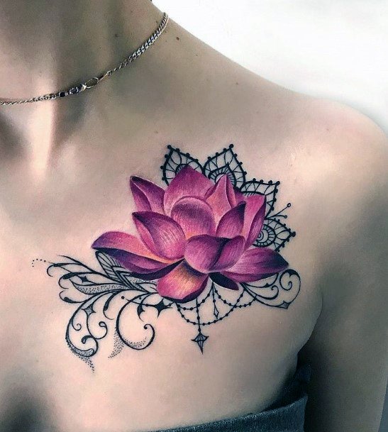 Girls Glamorous Water Lily Tattoo Inspiration