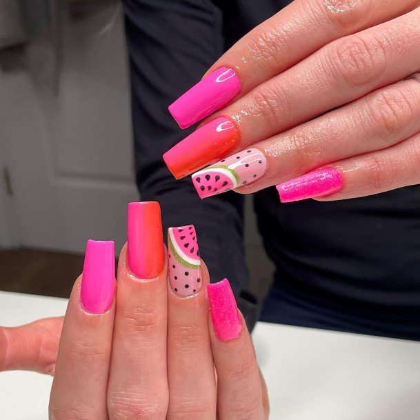 Girls Glamorous Watermelon Nail Inspiration