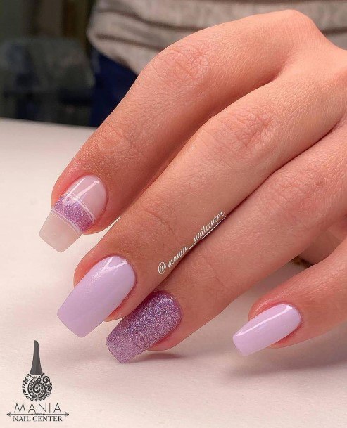 Girls Glamorous White And Purple Nail Inspiration