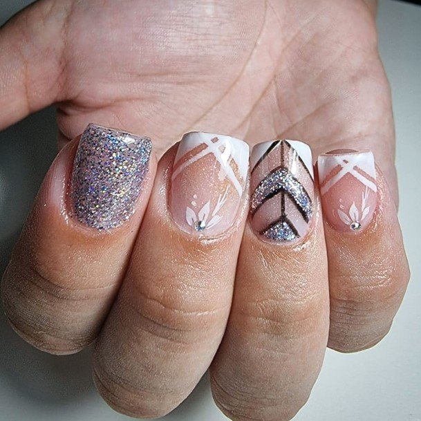 Girls Glamorous White And Silver Nail Inspiration