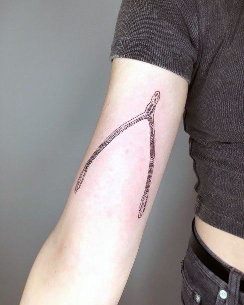 Girls Glamorous Wishbone Tattoo Inspiration