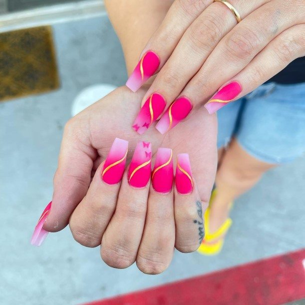 Girls Glamorous Yellow And Pink Nail Inspiration