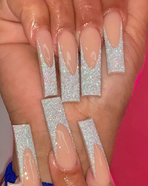 Girls Glitter French Tip Nail Art Ideas