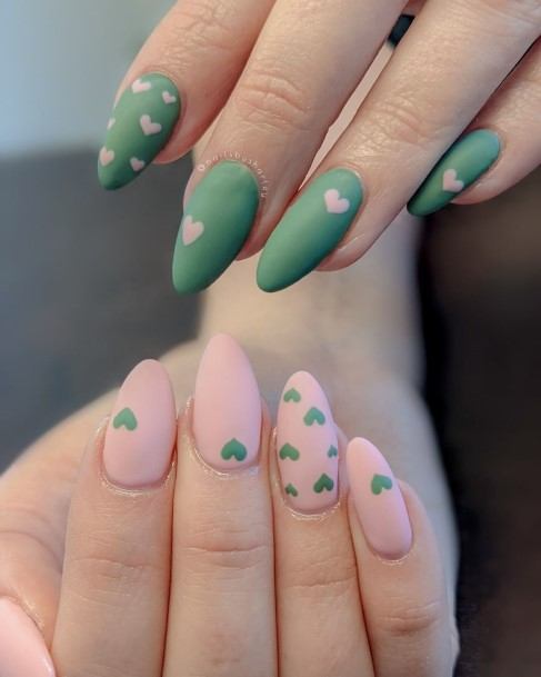Girls Green And Pink Nail Ideas