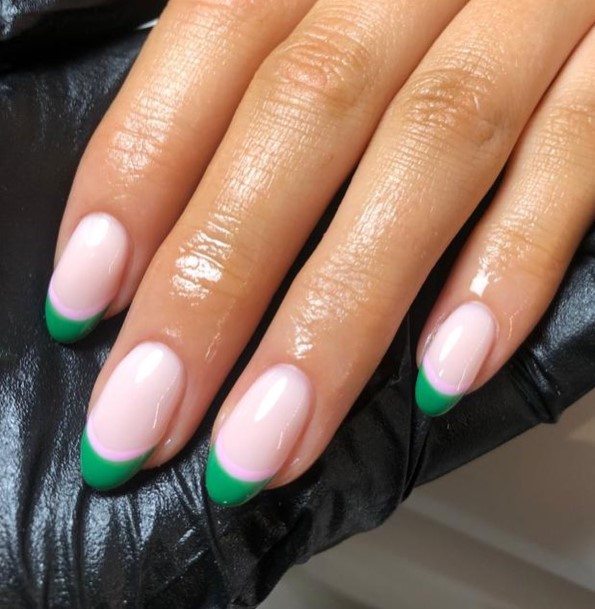 Girls Green French Tip Fingernails Designs