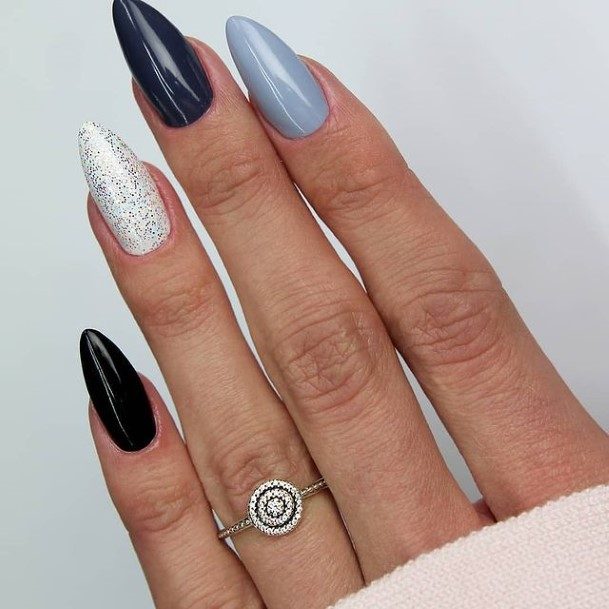 Girls Grey And White Nail Designs