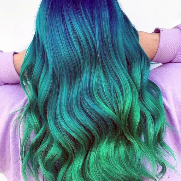 Girls Hairstyless With Turquoise Ombre