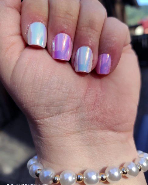 Girls Holographic Fingernails Designs