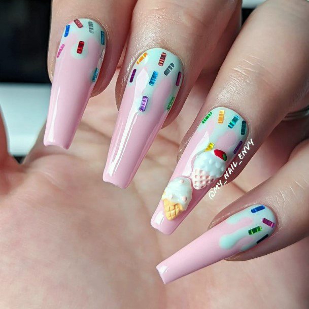 Girls Ice Cream Nail Art Ideas