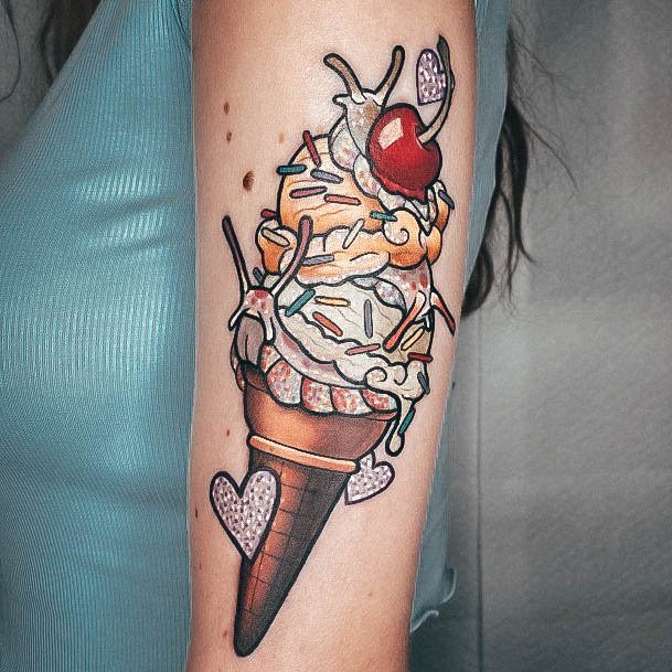 Girls Ice Cream Tattoo Designs