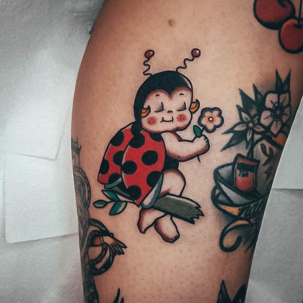 Girls Ladybug Tattoo Designs