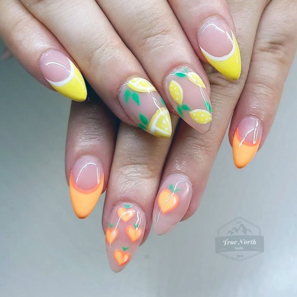 Girls Lemon Fingernails Designs