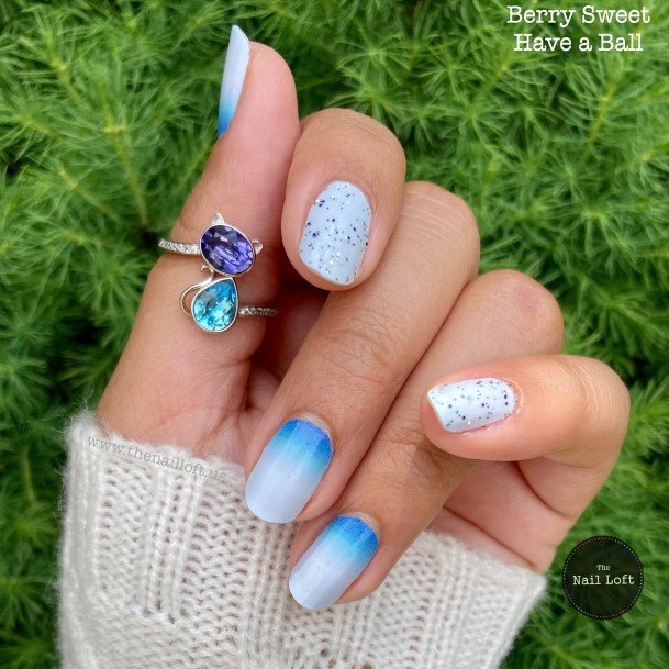 Girls Light Blue Fingernails Designs