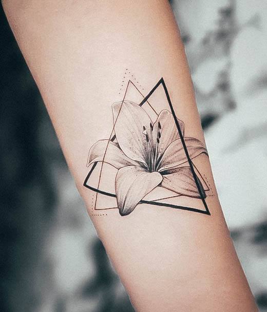 Girls Lily Tattoo Ideas Geometric Triangle