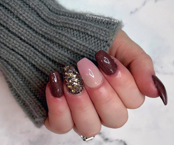 Girls Maroon And Pink Nail Art Ideas